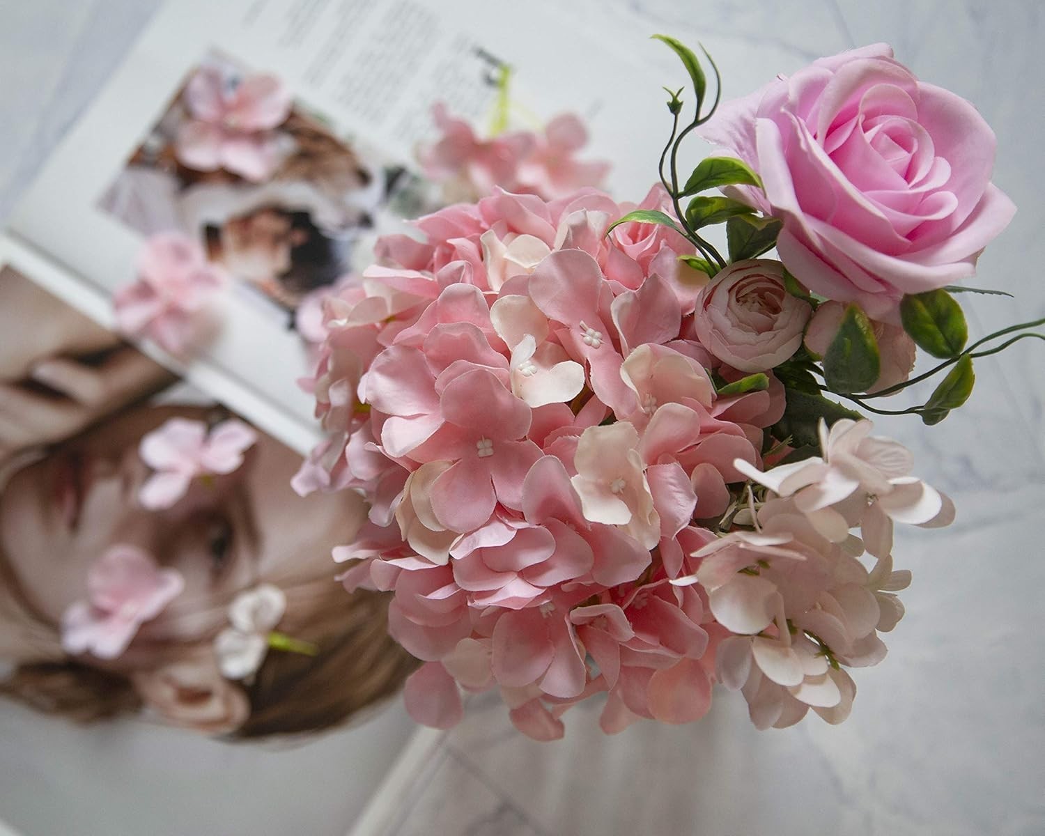 Pack of 6 Pink Silk Hydrangea Flowers – Perfect for Wedding Centerpieces
