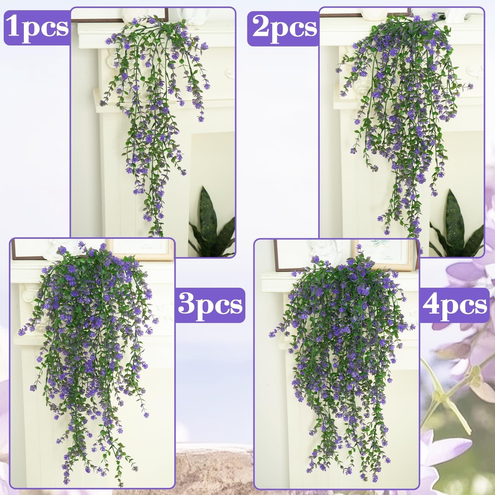 Artificial Hanging Flowers 30″ Long Faux Eucalyptus Vine 12 Pcs – UV Resistant