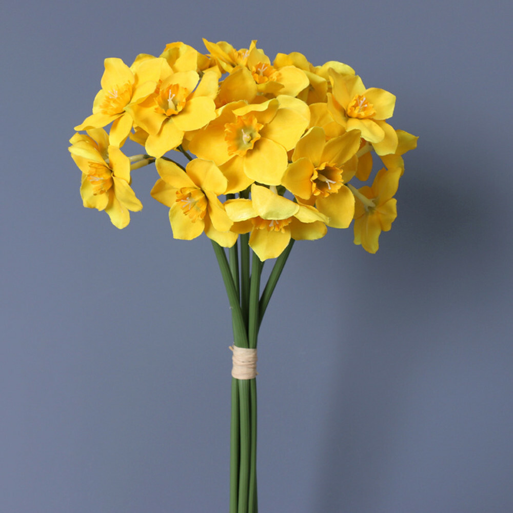 Artificial Silk Narcissus Daffodil Flower Bouquet Home Party Wedding Decor 6pcs