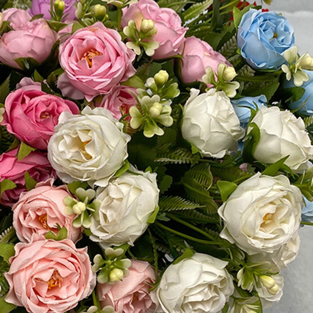 Vibrant Artificial Flowers Nordic Style Starry Peonies on Elegant Cloth