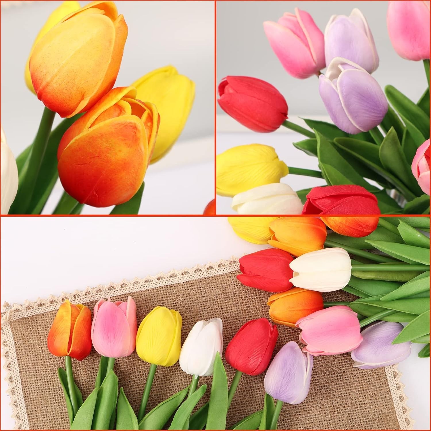 30pcs Real Touch Tulips PU Artificial Flowers Plants Decor, Multi Color Fake …