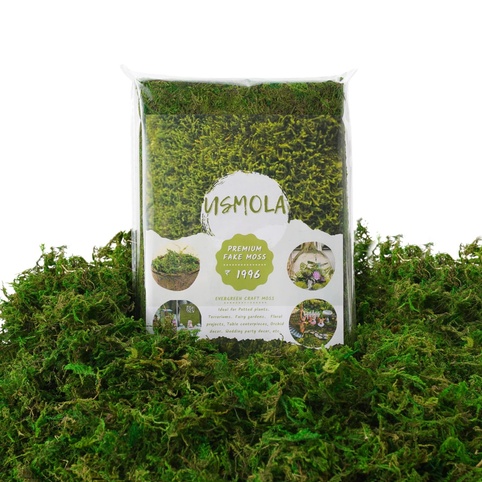8OZ Fake Green Moss For Crafts Terrariums Fairy Gardens Plant Pot Filler