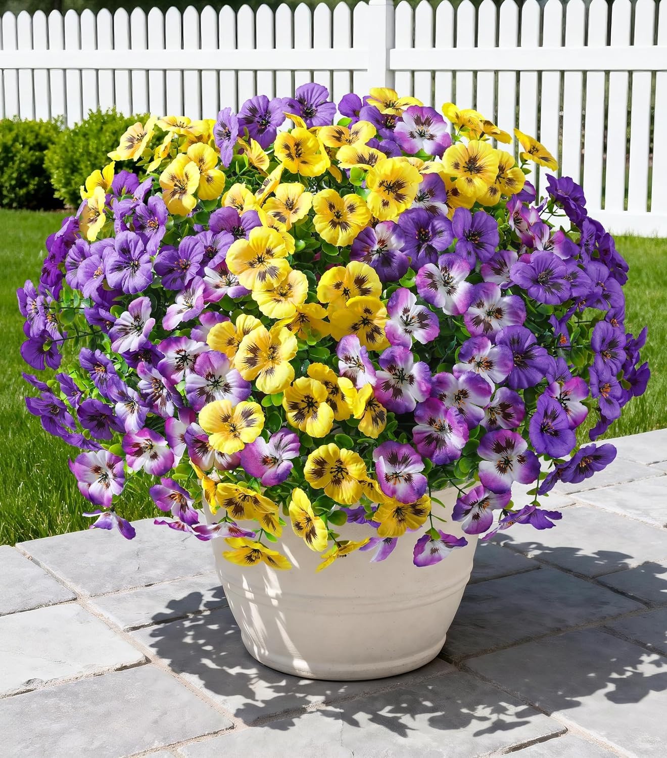 Vivid Purple-Yellow Gradient Artificial Pansy Set – 20PCS for Outdoor Elegance