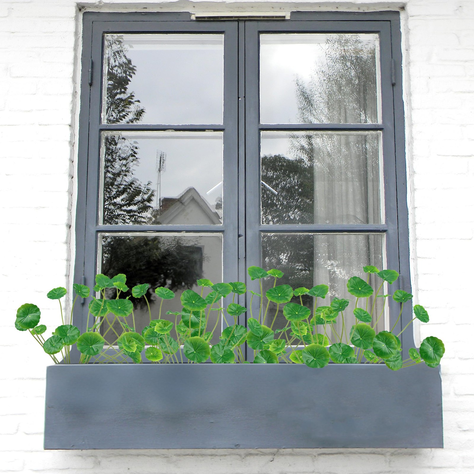3 Pcs 14.5 in Artificial Chinese Money Plant Fake Lotus Leaf Greenery