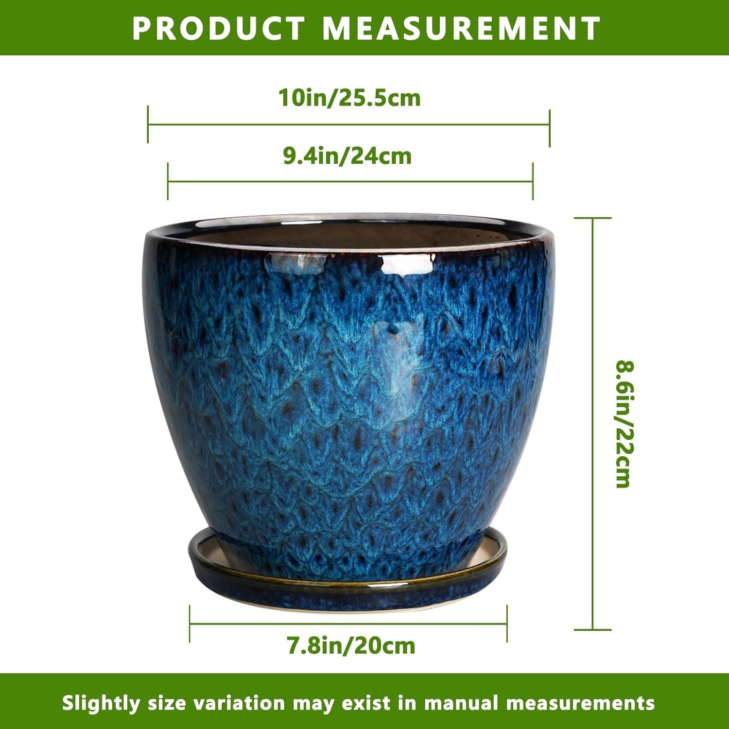 10 Inch Ceramic Planter Pot Round Plant Pot for Indoor Plants Outdoor Large F…
