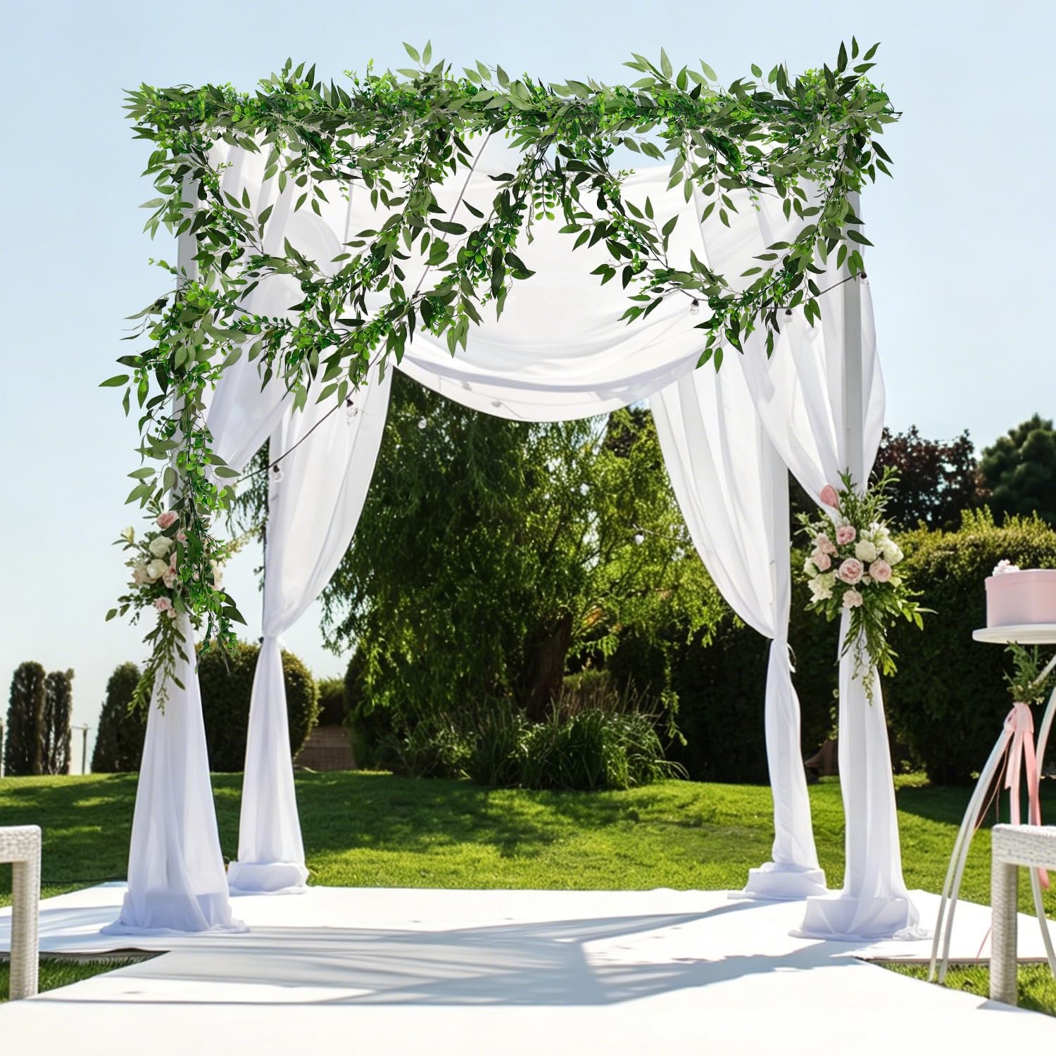 Artificial Willow Leaves Vine Twigs 2Pcs 6.2Ft Silk Greenery Garland Fake Han…