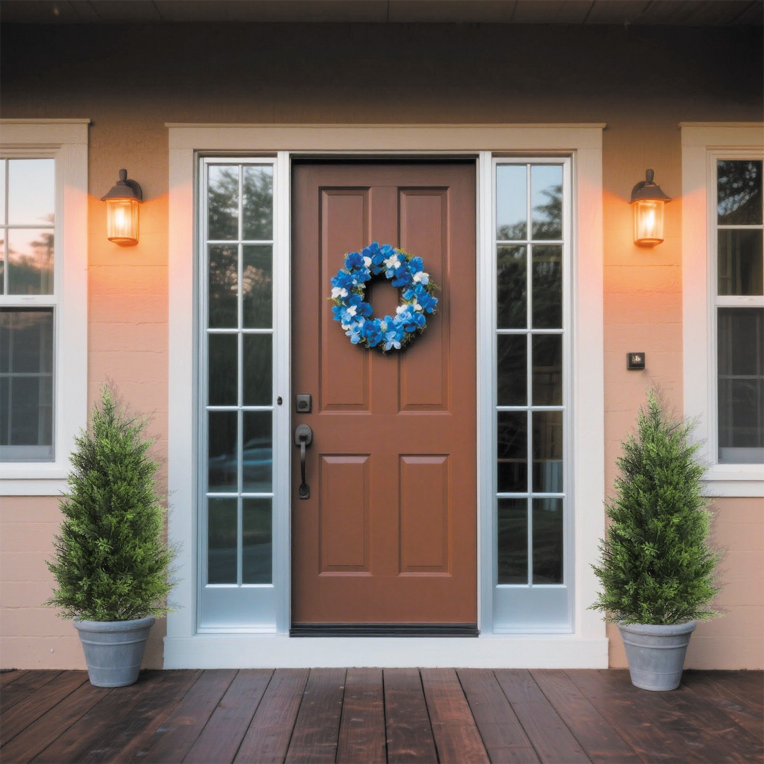 2Pack Artificial Cypress Trees, Faux Cedar Topiary Shrubs Indoor Outdoor Decor