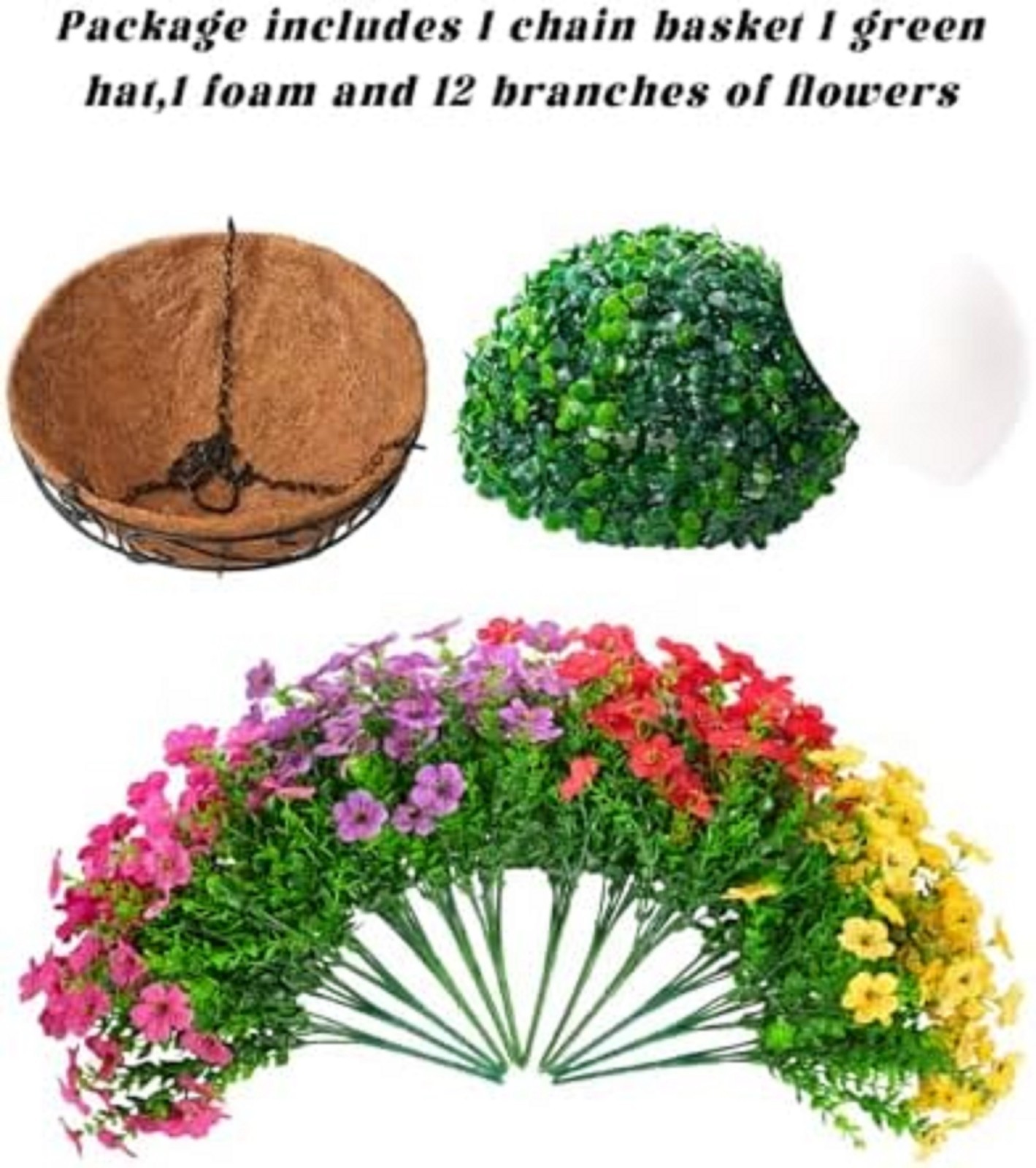 Artificial Faux Fake Hanging Flowers Plants Basket for Summer Outdoor outside De