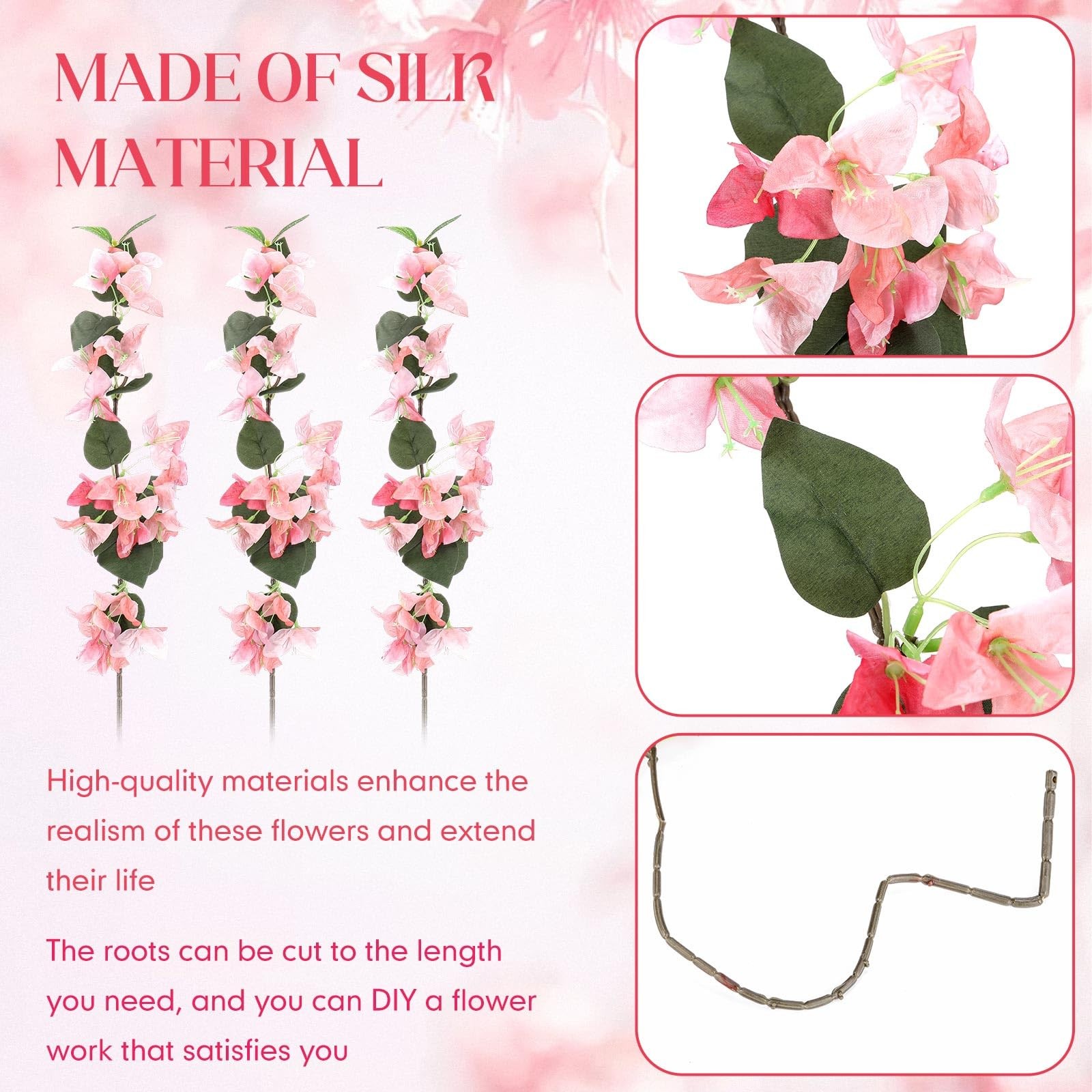30 Pcs Artificial Faux Bougainvillea Fake Flower Silk Bougainvillea Branches …