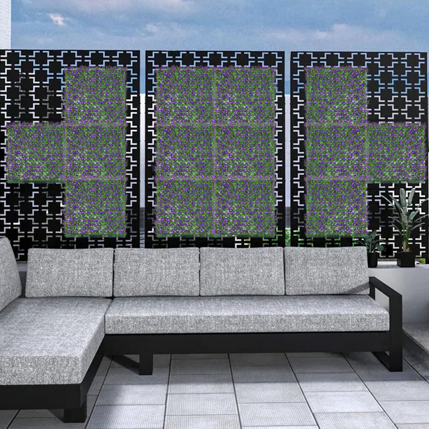 Artificial Purple Buxus Leaf cover back Privacy Fence Screen Home Décor Hedge