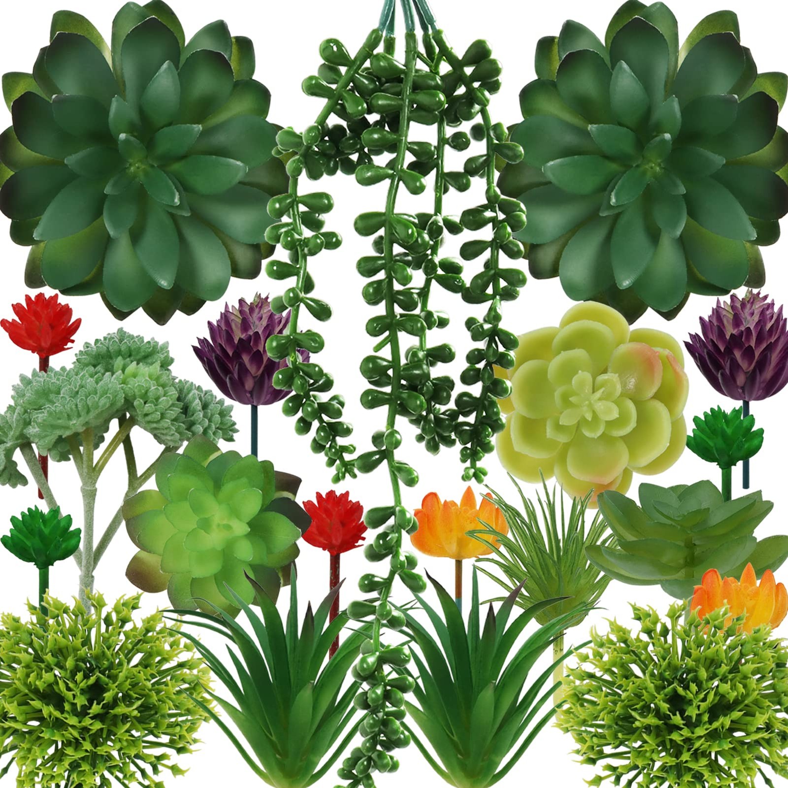 Succulents Plants Artificial, 20pcs Colorful Fake Succulents, Mini Artificial…