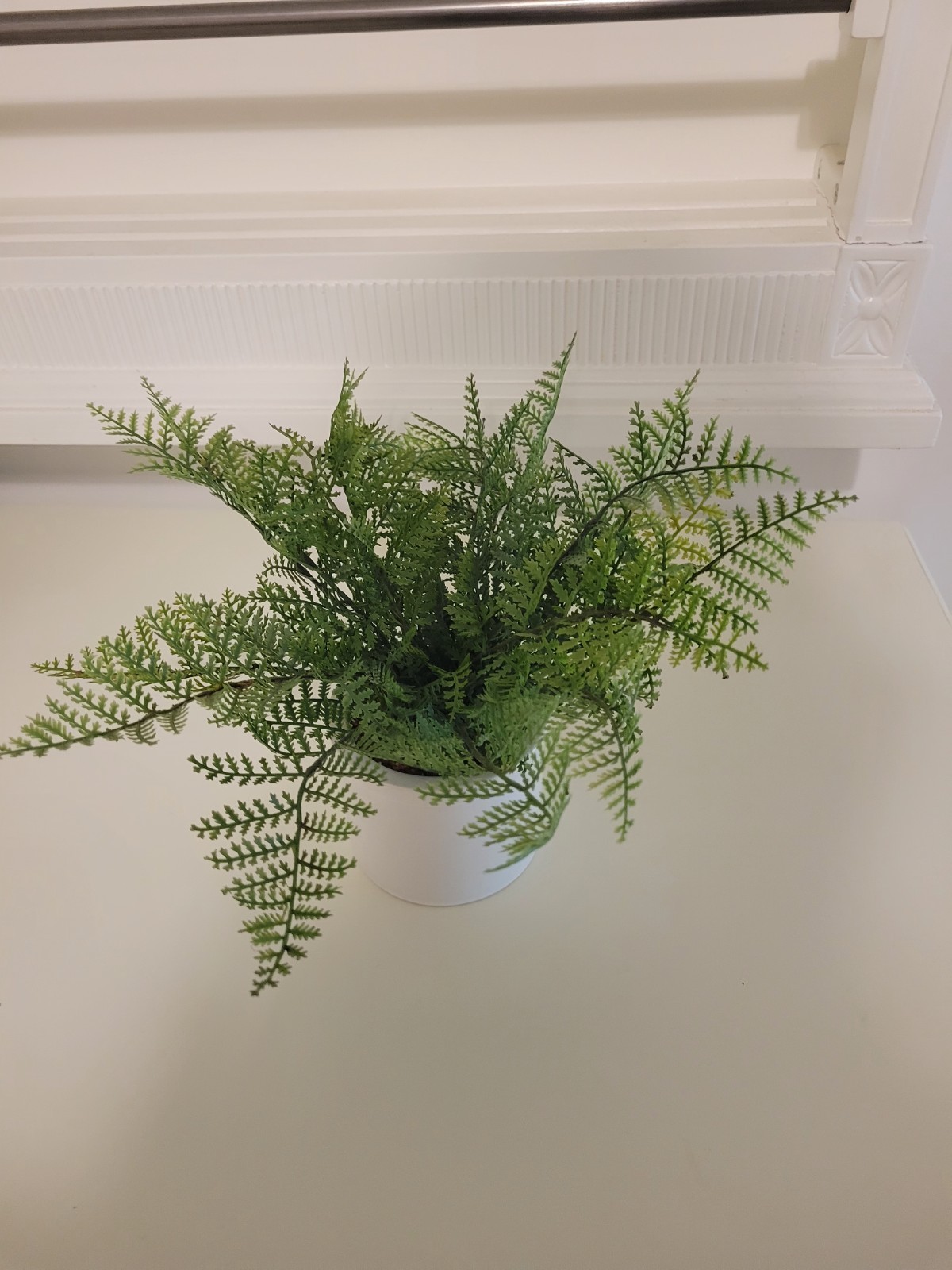 Threshold Artificial Fern Tabletop Arrangement in White Pot, Green/White 5 x 3 .
