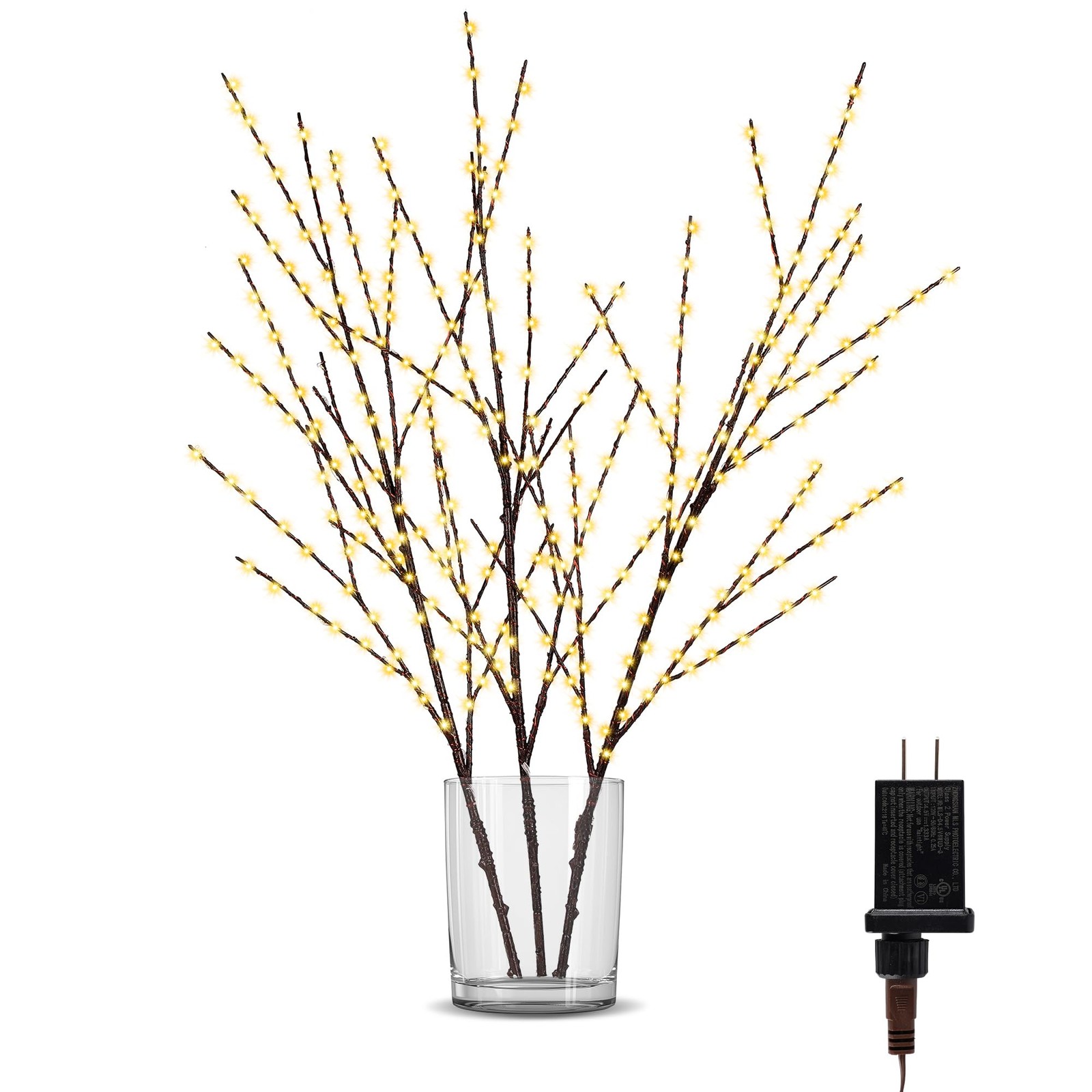 33in Lighted Branches with 180 LED Lights, Twinkling Light Up Tree with Timer…