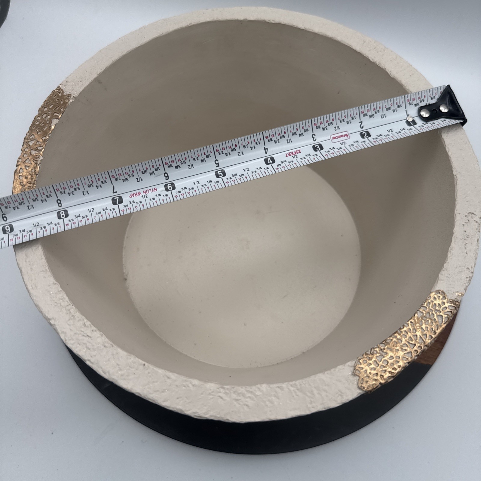Memorial Flower Pot In Loving Memory Bereavement NWOT Beige/Gold Plaster