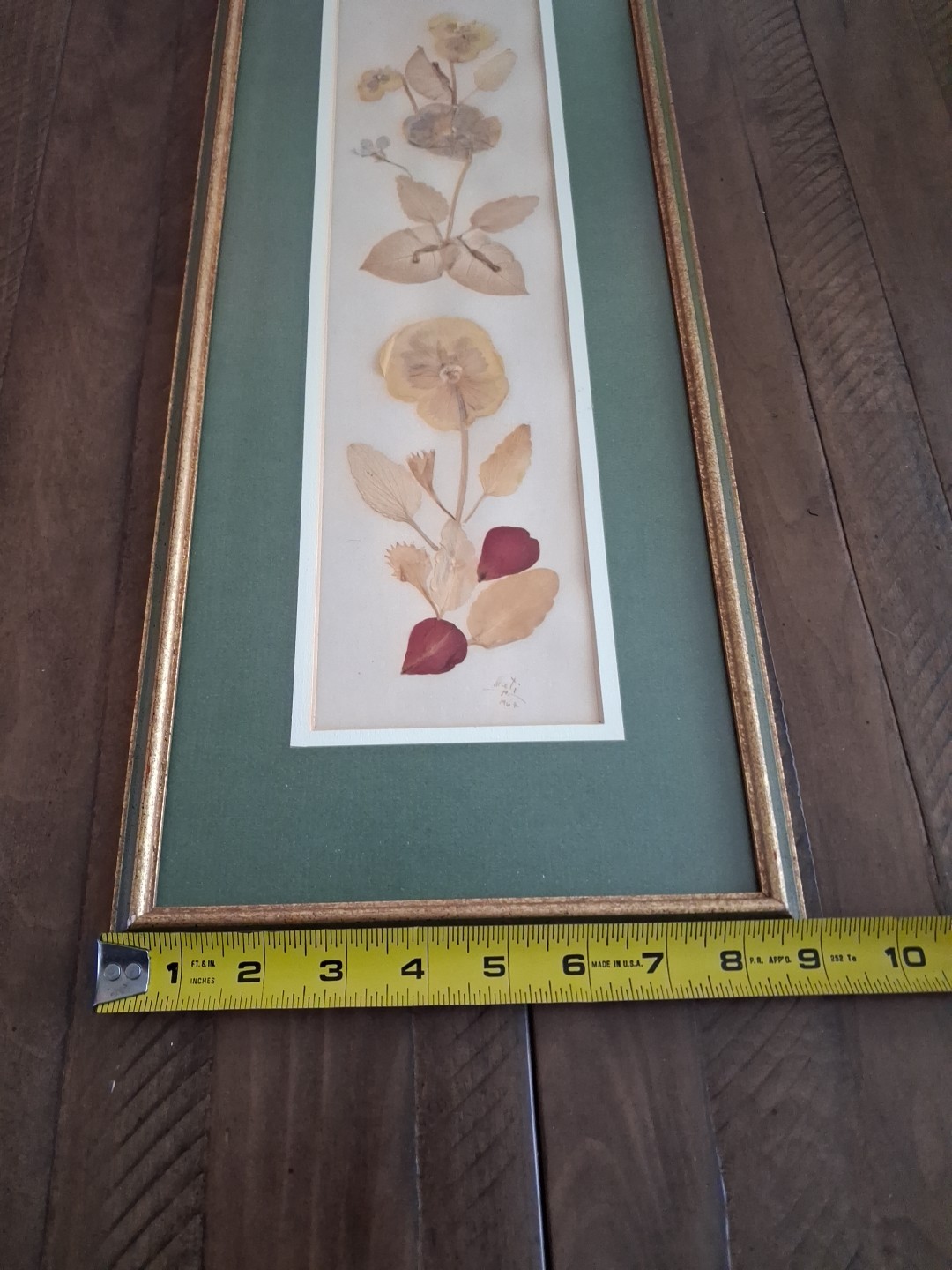 Wall Art Dried Pressed Real Flowers in Frame 21″x9″ 1967