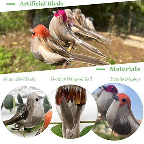 6pcs Artificial Simulation Foam Bird Sparrow Spotted Feather Birdl006