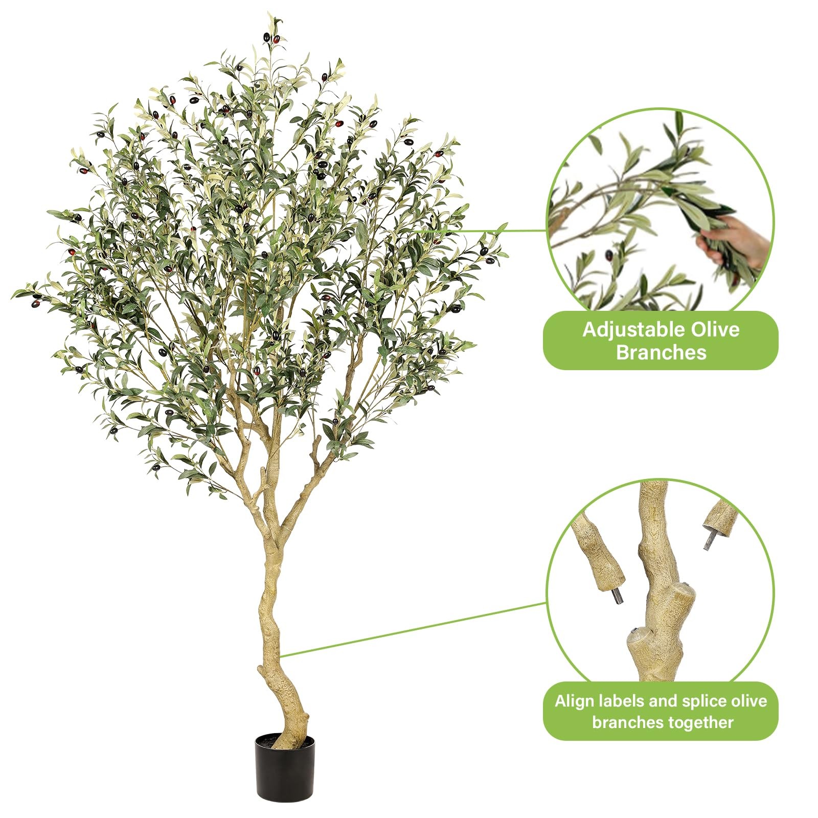 7FT Olive Trees Artificial Indoor – Tall Faux Olive Tree 7 Feet with Realisti…