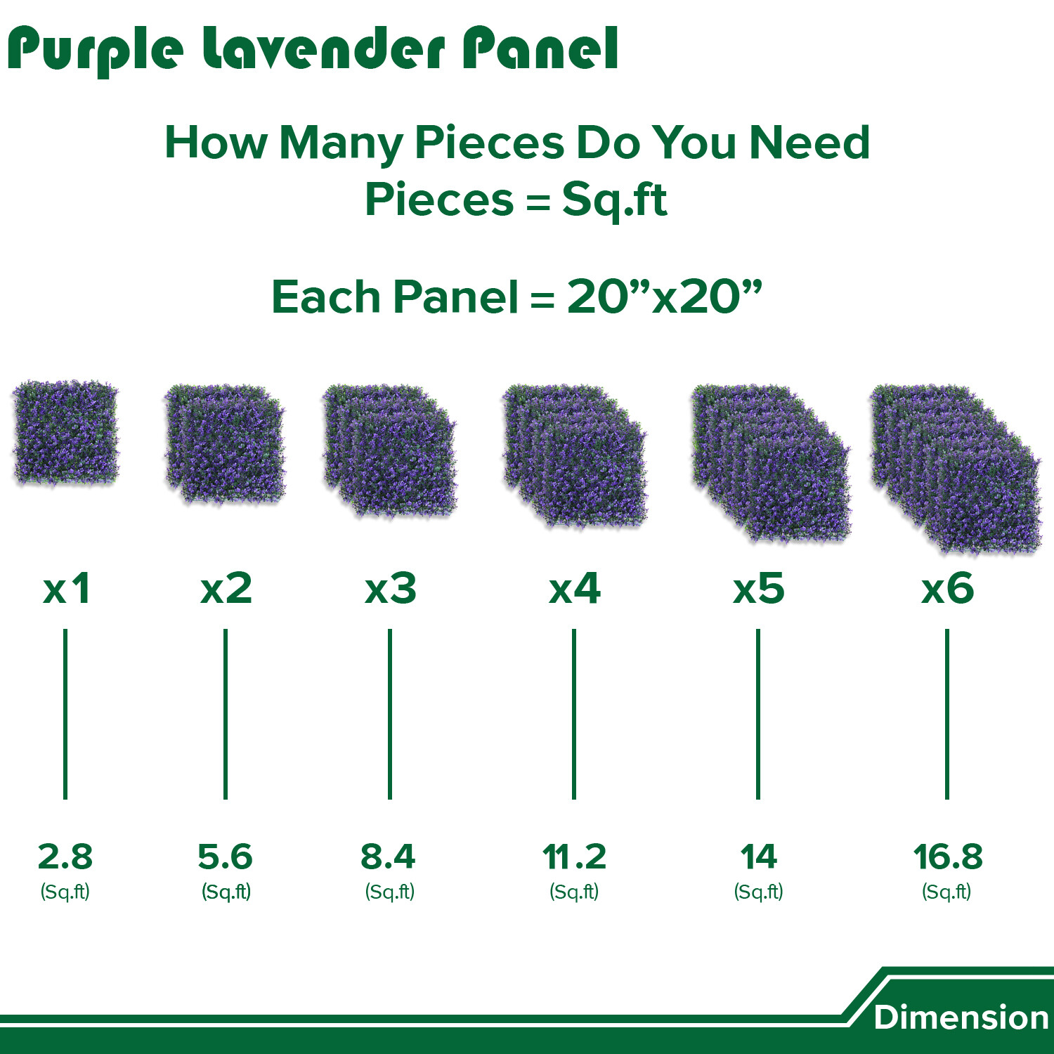 20″ Artificial Faux Purple Lavender Outward Mats Wall Hedge Decor Panel DIY