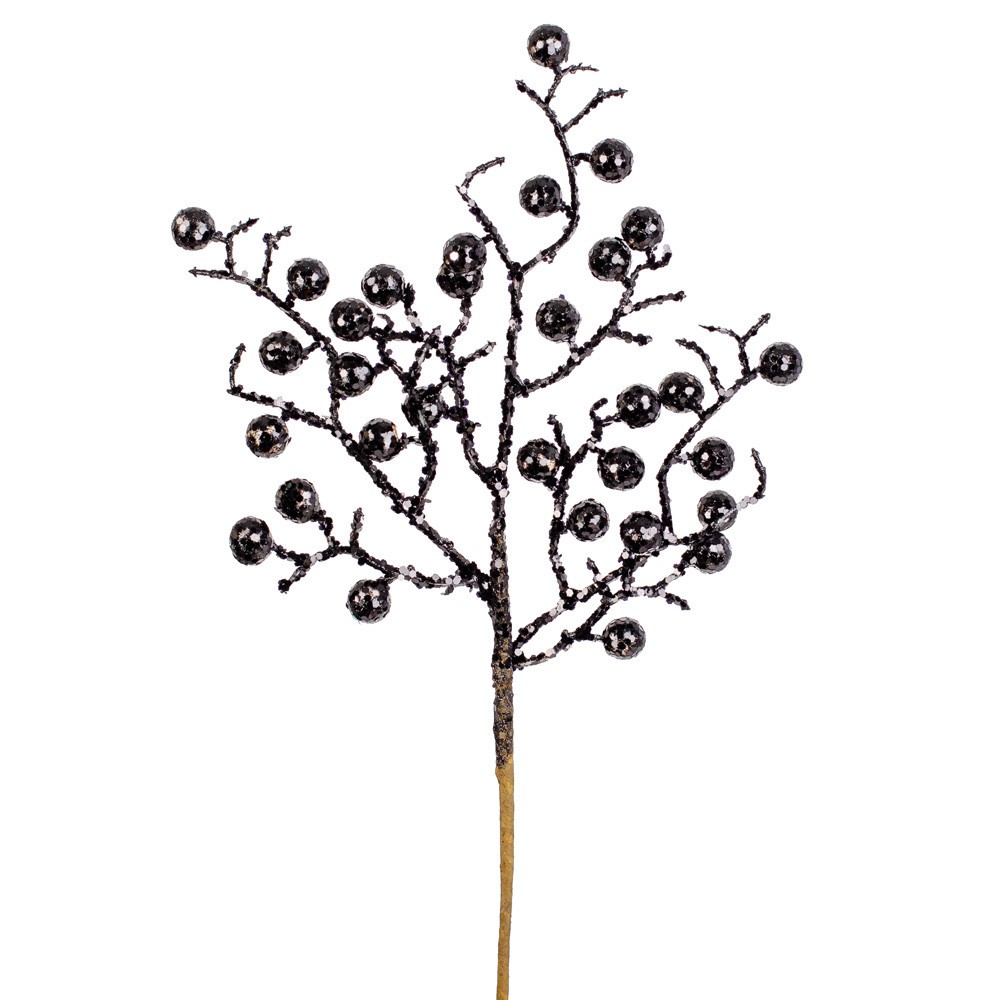 3 Factory Direct Craft Black Glittered Artificial Berry Sprays