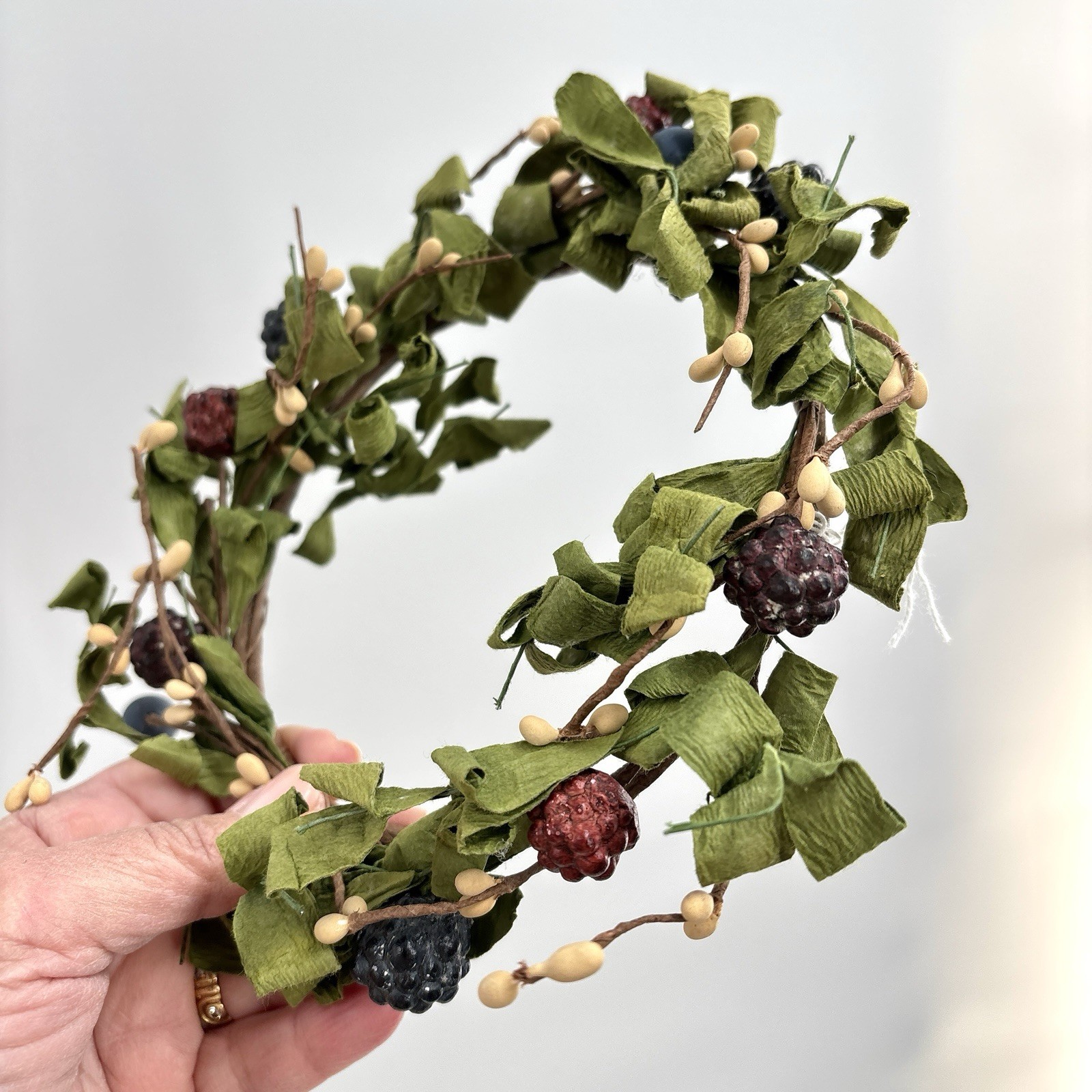 Blackberry Door Wreath Candle Ring Falling Leaves 6 inch Floral Decor