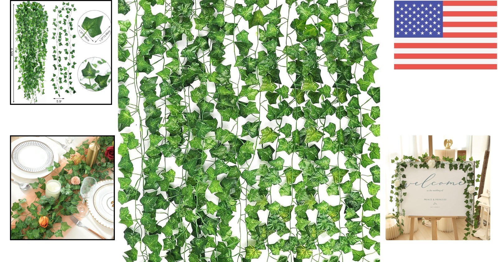 Vivid 14pcs Green Ivy Hanging Vines – Perfect for Elegant Room & Wedding Decor