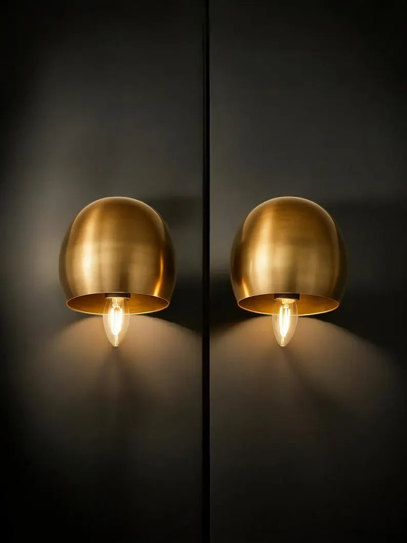 Mid-Century Italian Brass Wall Sconces: Handmade Bedroom Lighting