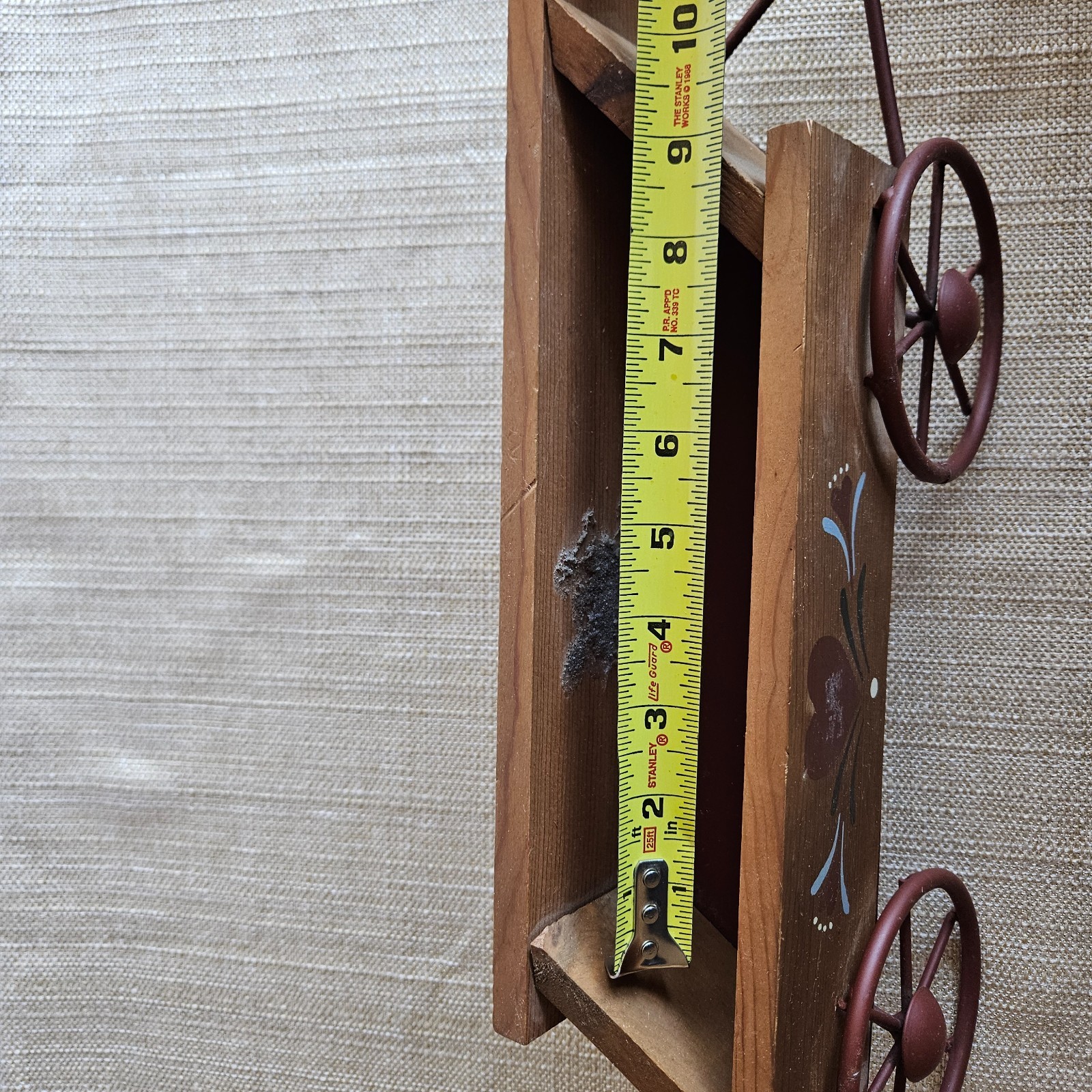 Rustic Wooden Wagon Decor Primitive Farmhouse Country Planter Cart 13″