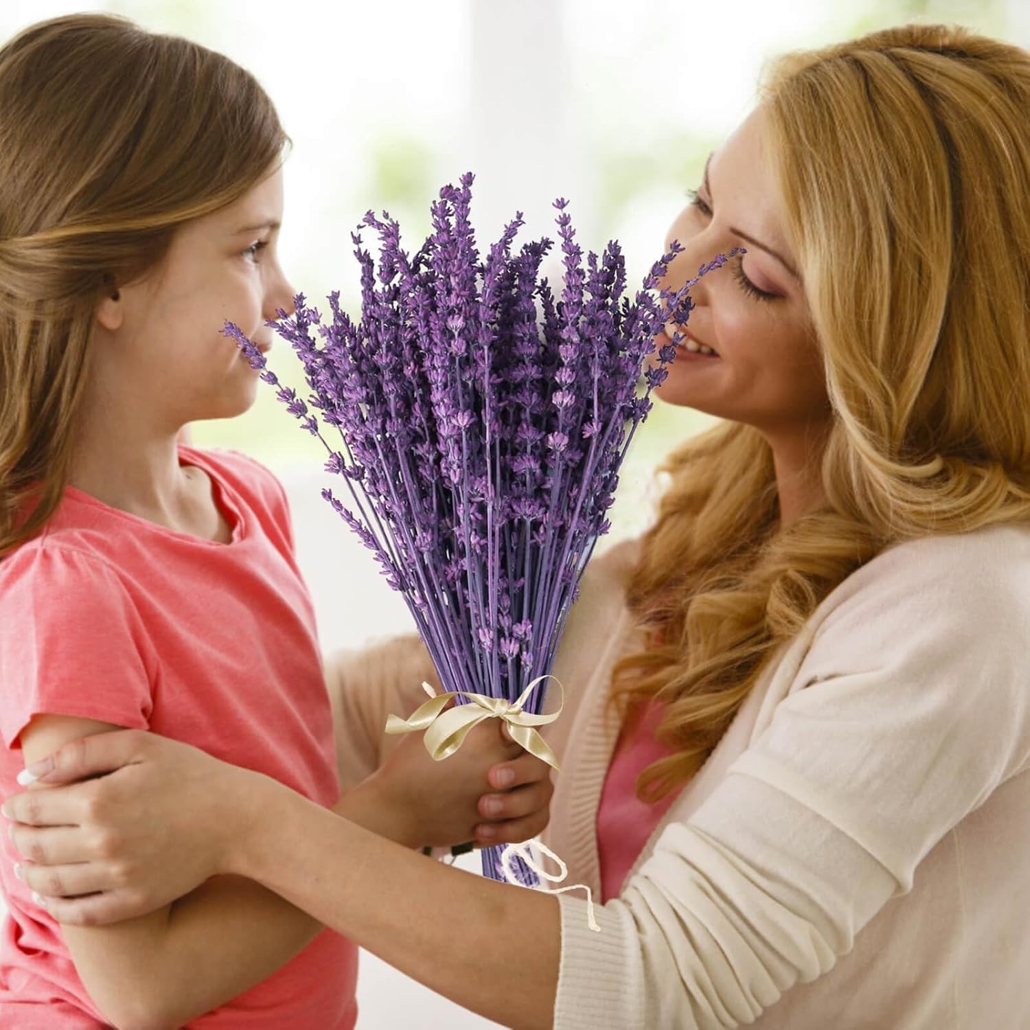 Elegant Dried Lavender Bouquet 15-17 Inches Preserved Purple Flowers for Home