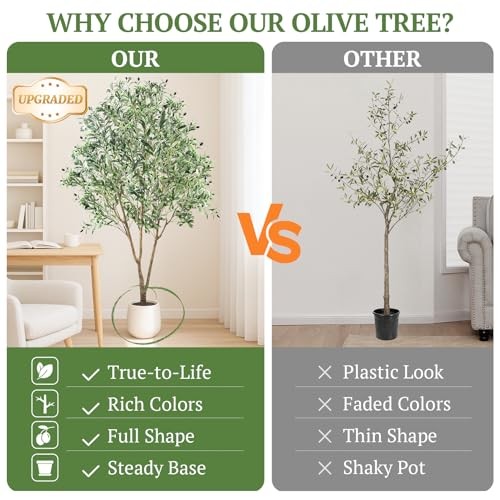 Large Olive Trees Artificial Indoor 7FT, Upgraded Faux Olive Tree with