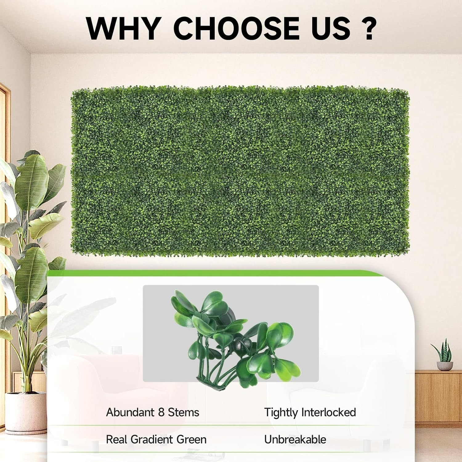 Stylish 10″x10″ Boxwood Hedge Wall Panels – Perfect for Indoor and Outdoor Decor