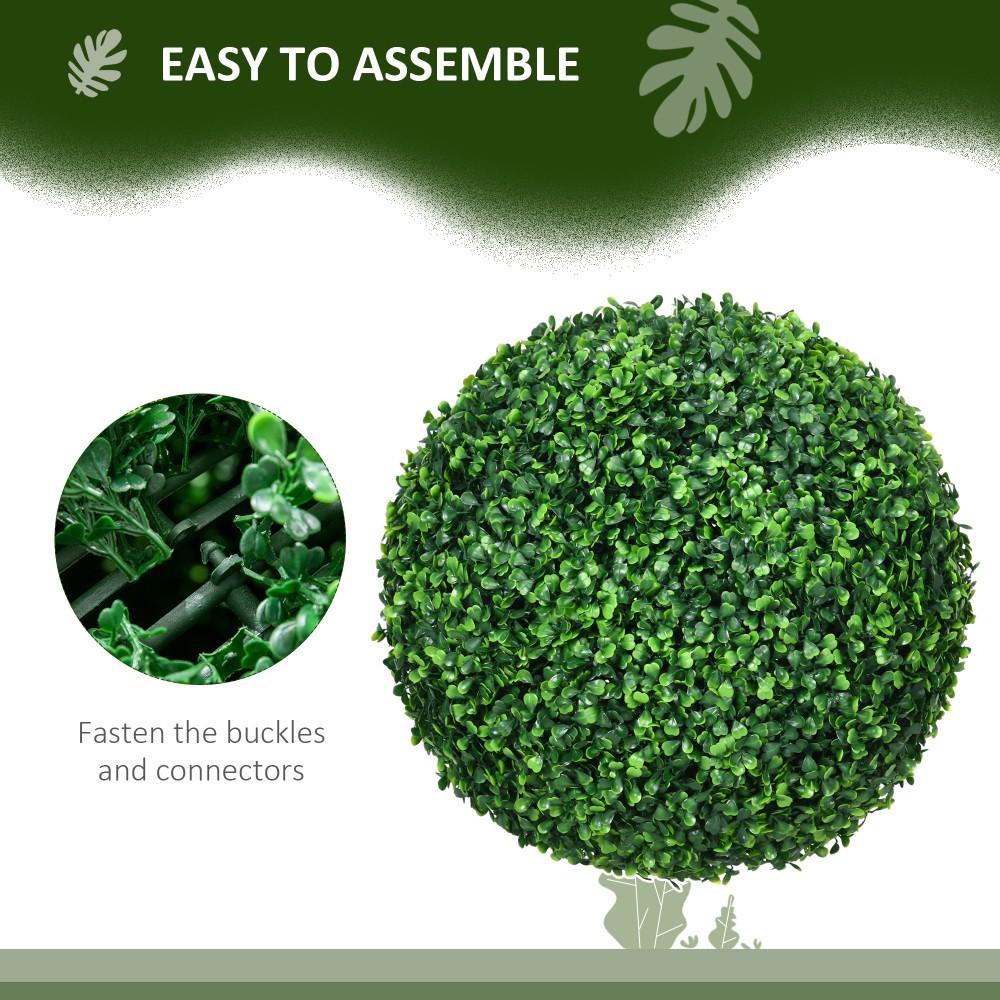 2Pcs 15.75″ Faux Boxwood Ball Trees Indoor Outdoor Living Room Office Decor