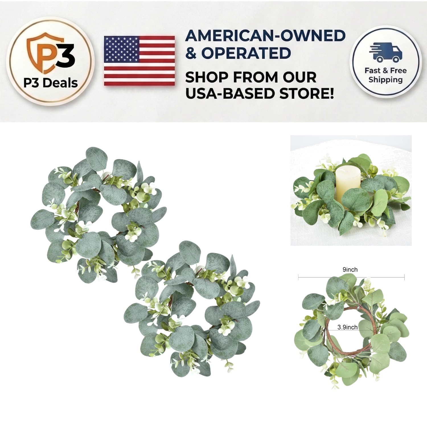 Versatile Eucalyptus Wreaths 2-Piece Set – Beautiful Indoor/Outdoor Decor