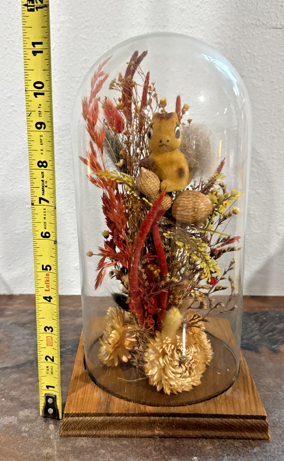 Vintage Roppolo Squirrel Diorama Dome – Mid-Century Floral Taxidermy style