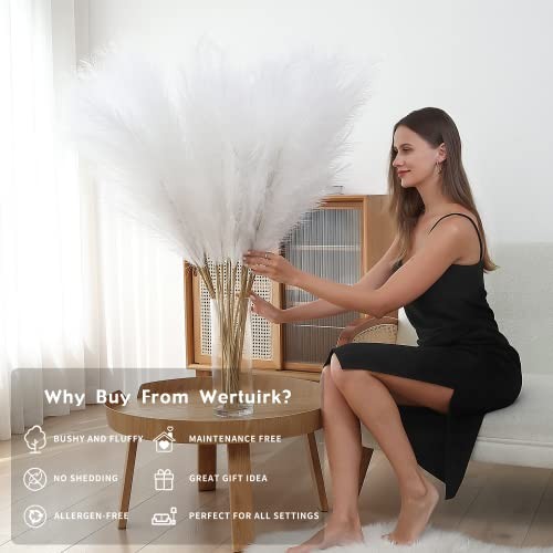 8 Pcs 45 inch Tall Faux Pampas Grass Decor, Large Artificial Pompous White