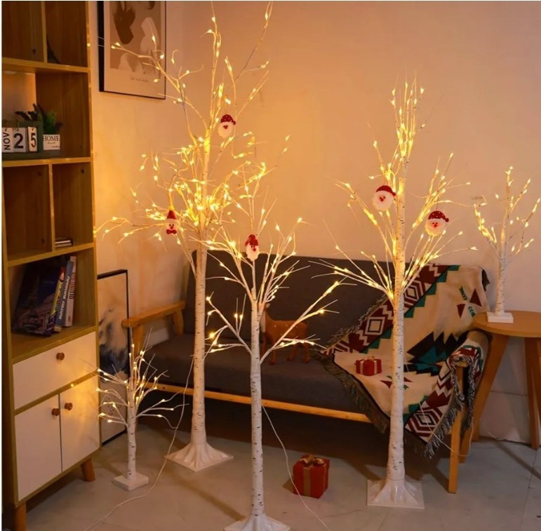 Set of 3 Lighted Birch Tree 4FT 5FT and 6FT, Higher Size, Timer Function…