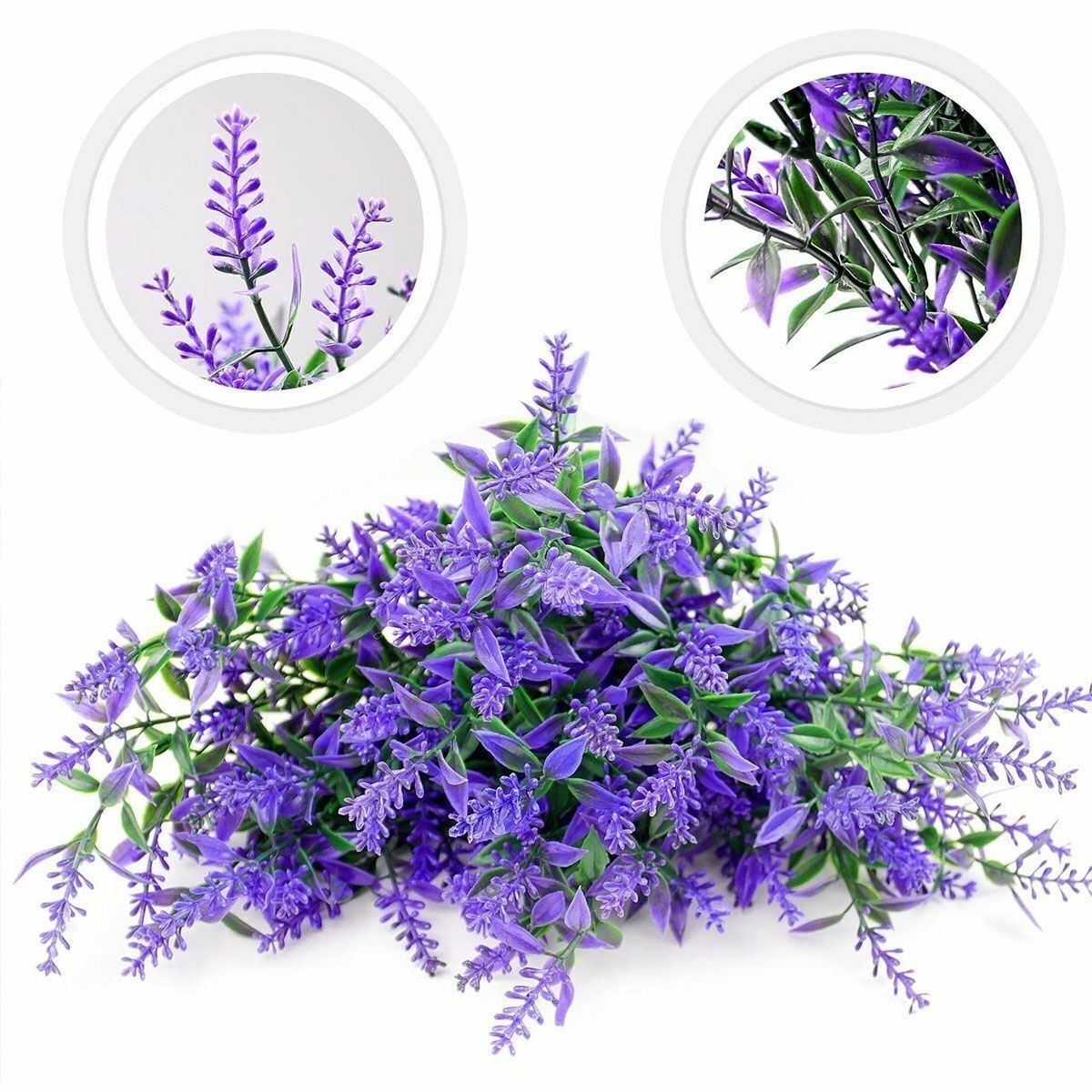 16 Bundles Artificial Fall Flower Outdoor Fake Lavender UV Resistant Plants Faux