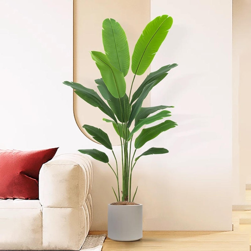 1 pc Green Leaves Potted Artificial Plant Large Banana Tree plastic fake Décor