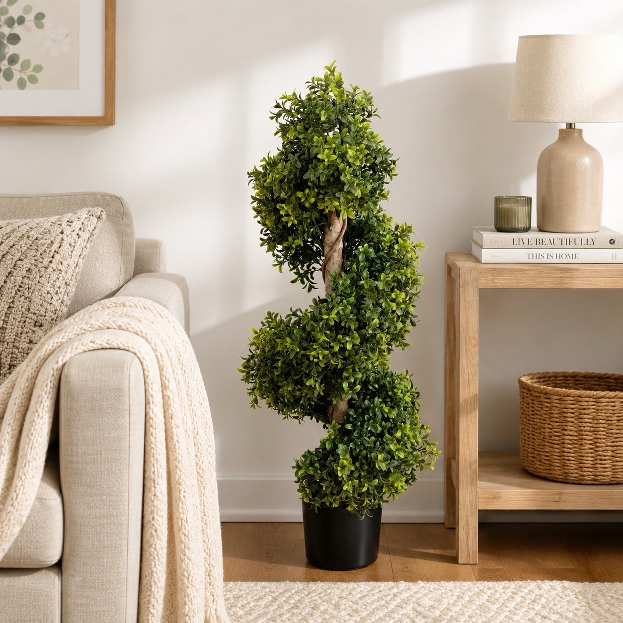 33” Boxwood Topiary Spiral Artificial Tree UV (Indoor/Outdoor). Retail $99