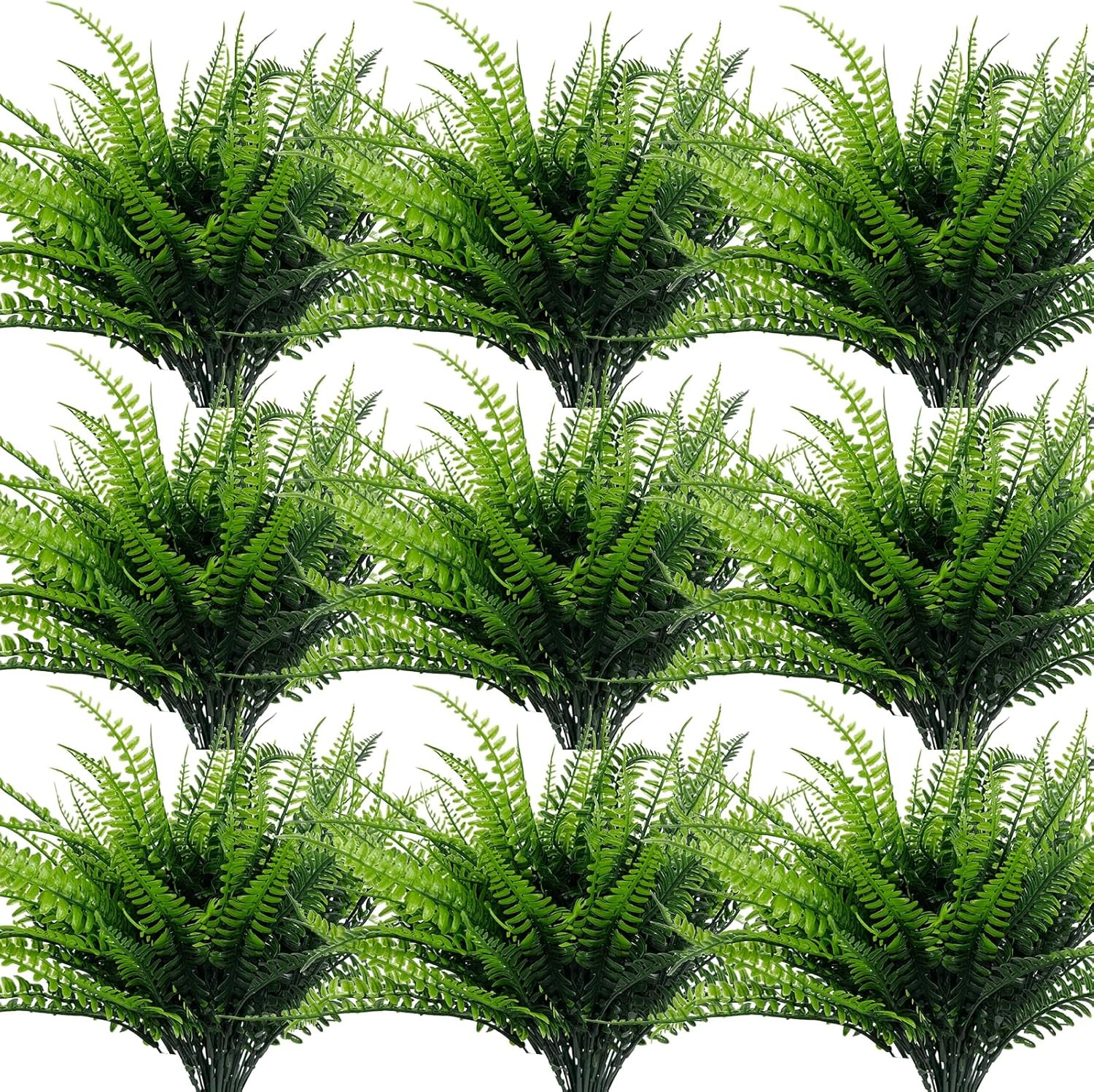 12 Bundles Fake Ferns Artificial Plants Outdoor 17 Inch Long Length Summer Decor