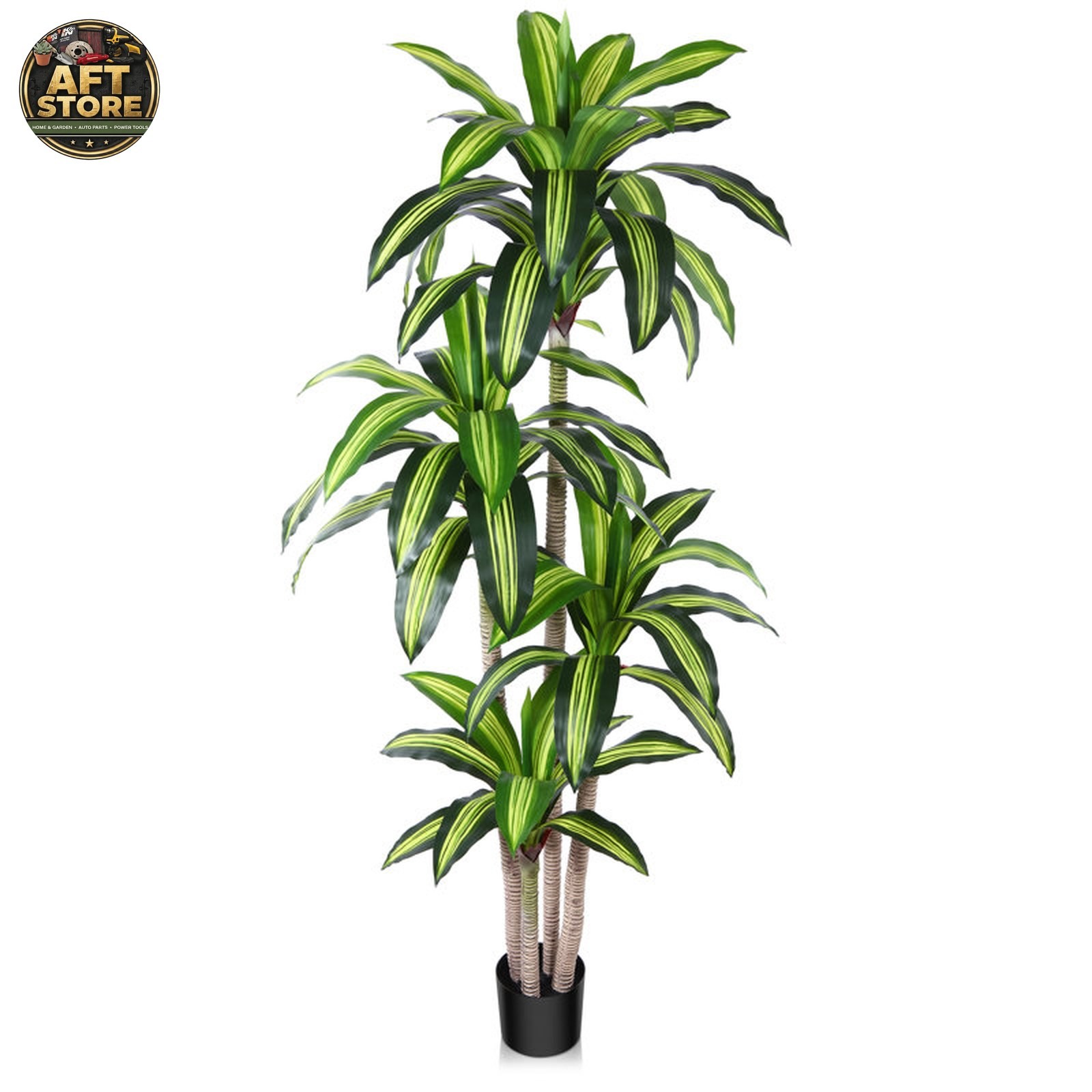Primrue 71in Artificial Dracaena Tree in Black Pot