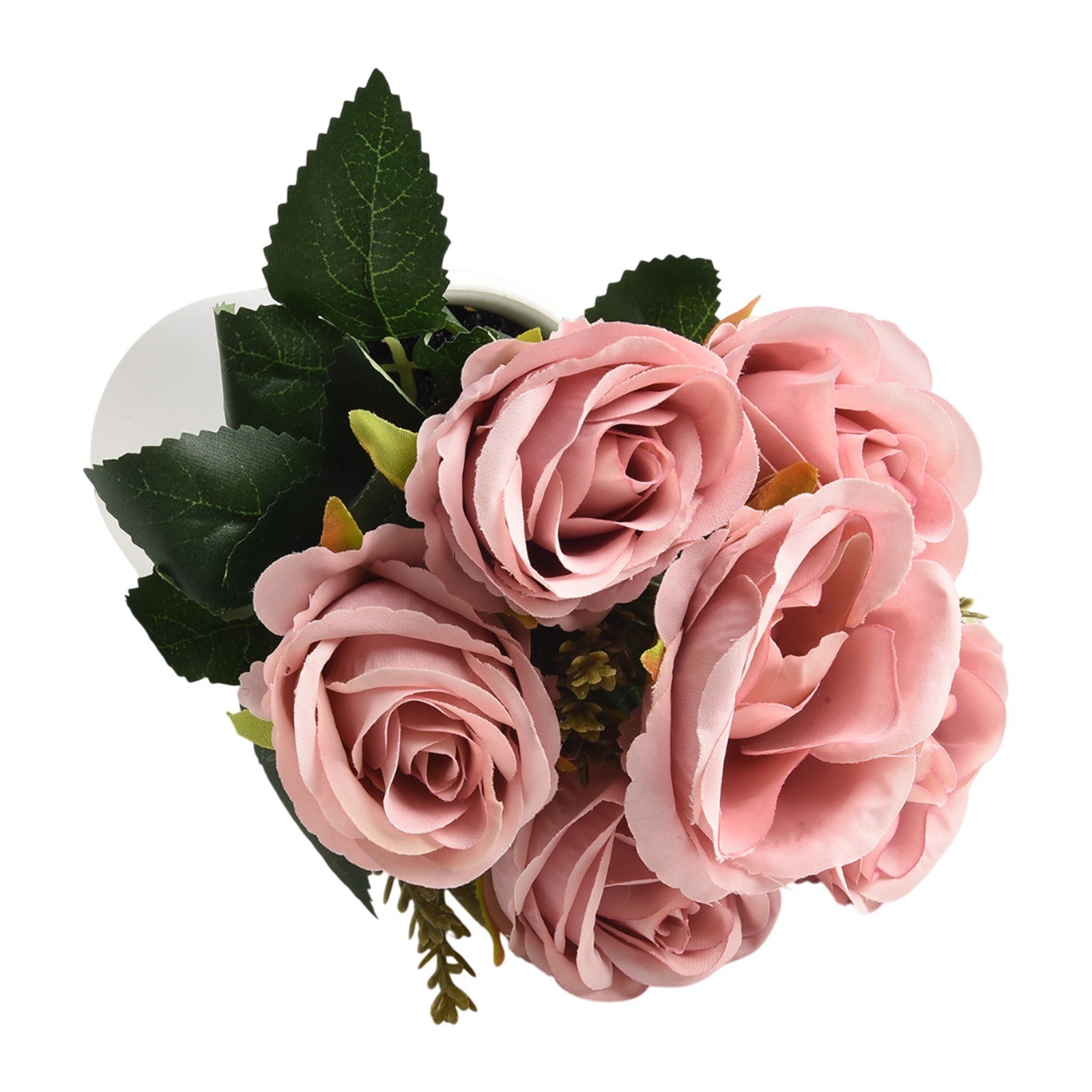 Artificial Rose Flower Small Tree Pot Fake Plants Potted Decoration Garden Decor