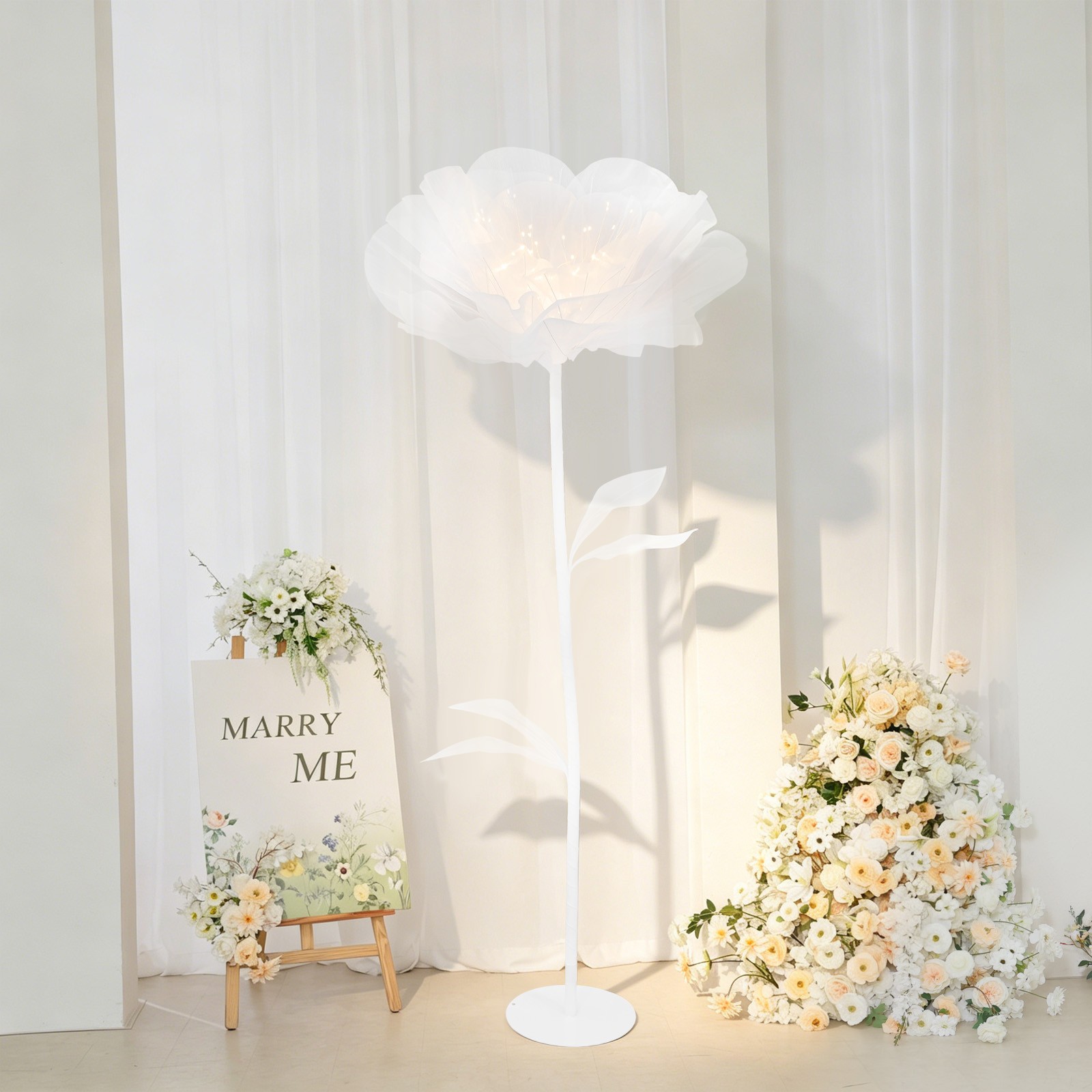 Electric Artificial Flower White 150cm LED Artificial Flower Ambient Light Decor