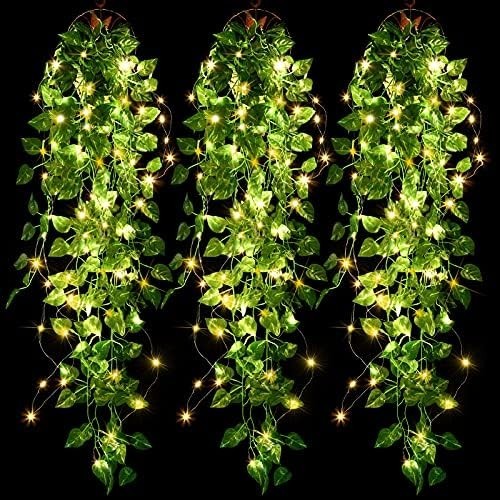 3 Packs LED Artificial Hanging Plants, 3.6 Ft Fake Hanging Plant, Ivy Vine Fake