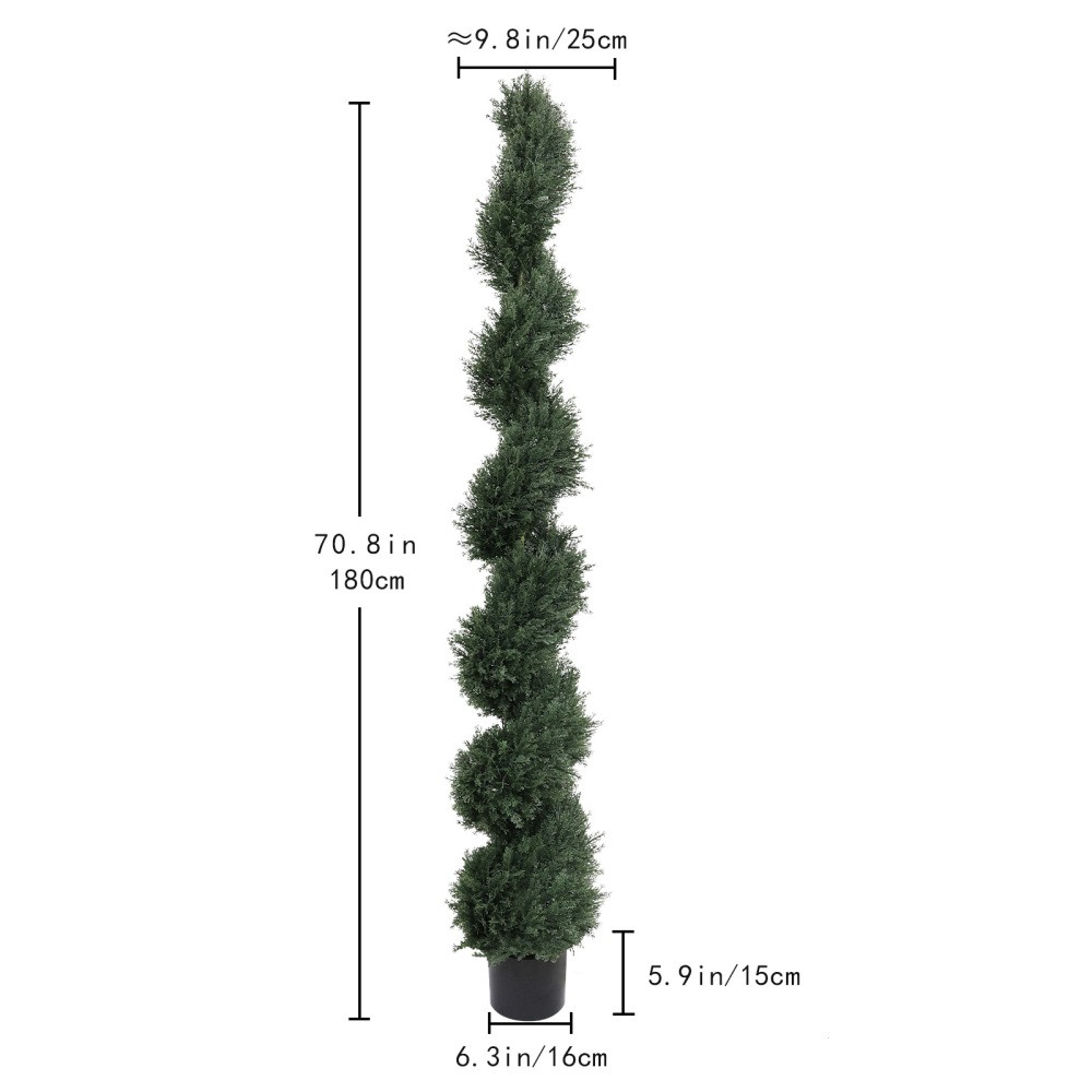 6FT single-color spiral-shaped potted cedar tree a artificial evergreen plant