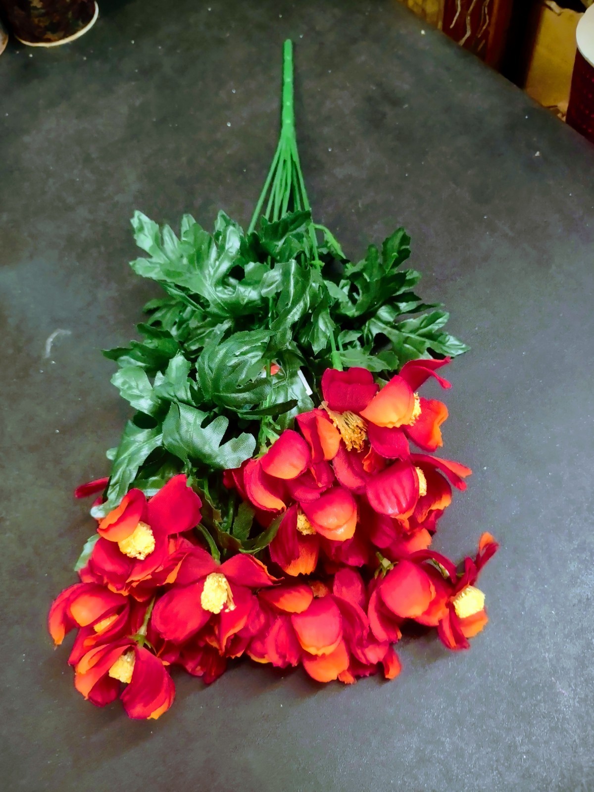 Silk Cosmos Flower Bush w 12 Stems, Bittersweet Flame Orange Autumn Flowers 20″