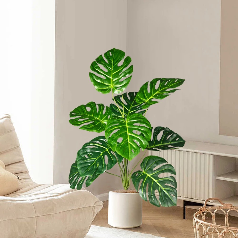 70-100cm Artificial Monstera Tree Fake Palm Plants Plastic Turtle Leafs Tropical