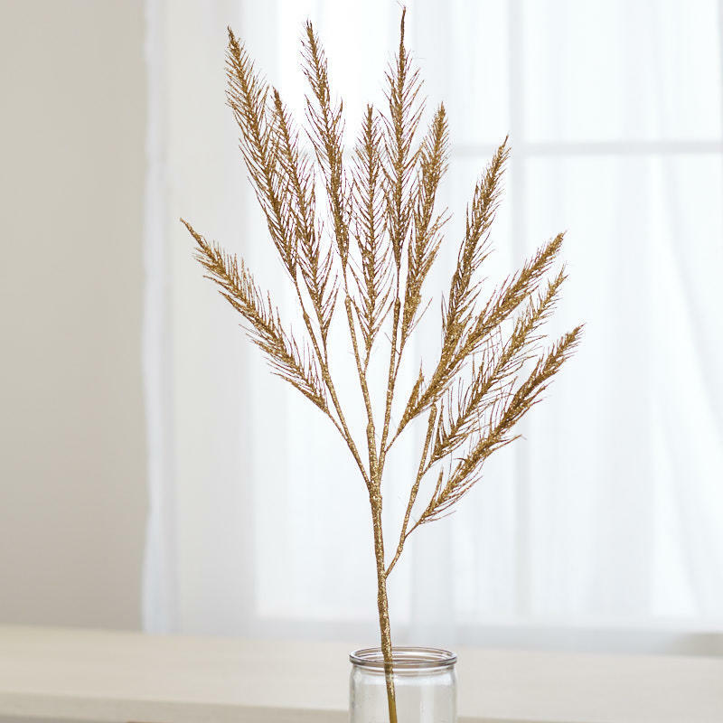 Gold Sparkling Faux Pine Sprays | 2 Sprays | for Indoor Decor