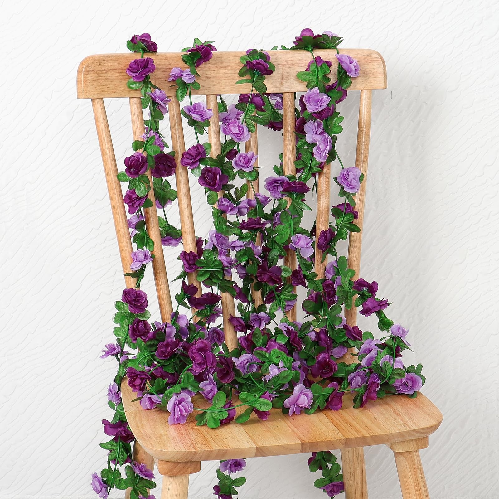 9 Pack 72 FT Artificial Flower Garland, Fake Purple Roses Vines Silk Flowers …