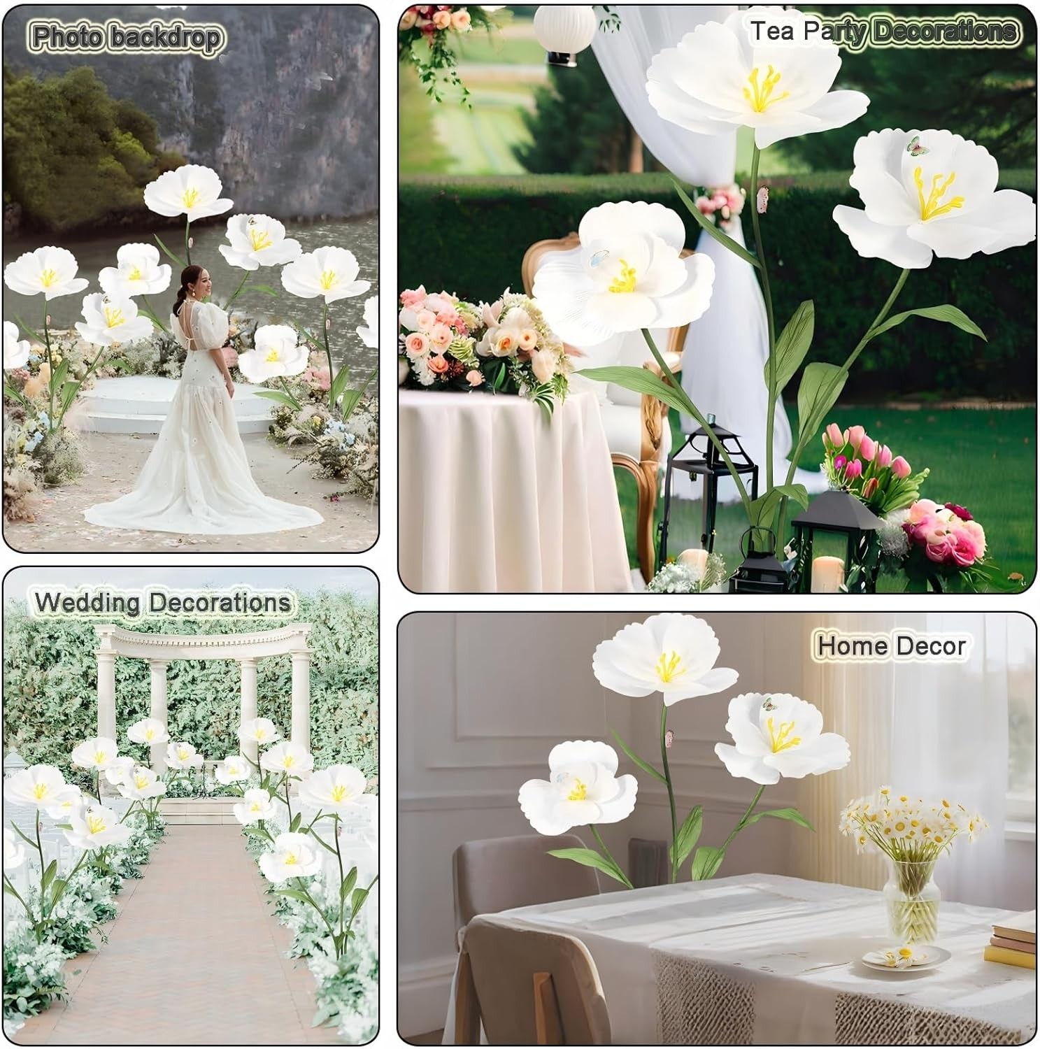 3PCS Giant Flowers for Decorations Large Standing Felt Fabric Flower with Stems