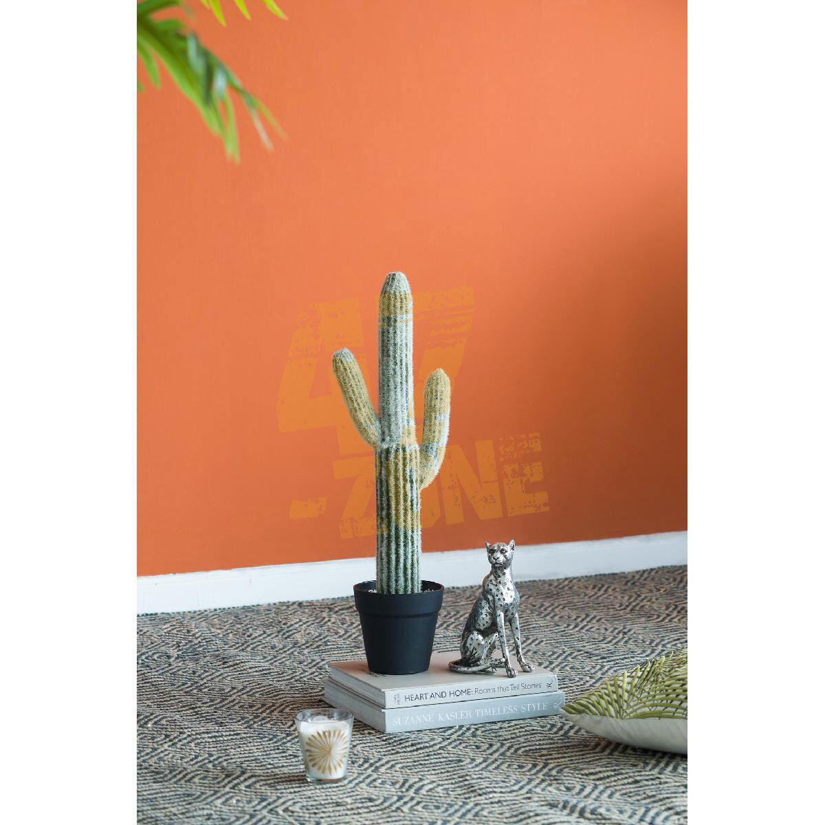 Potted Faux Saguaro Cactus Green Black Botanical Artifical Indoor Outdoor Garden